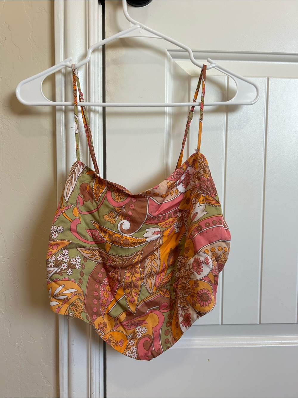 Gianni Bini Orange, Pink & Green Floral tie top